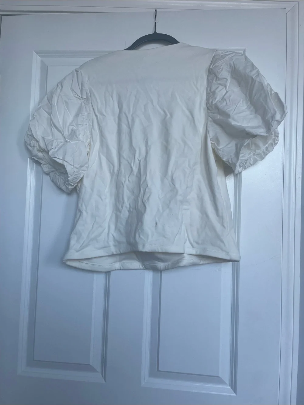 Anthropologie Cream Puff-Sleeve Wrap Blouse